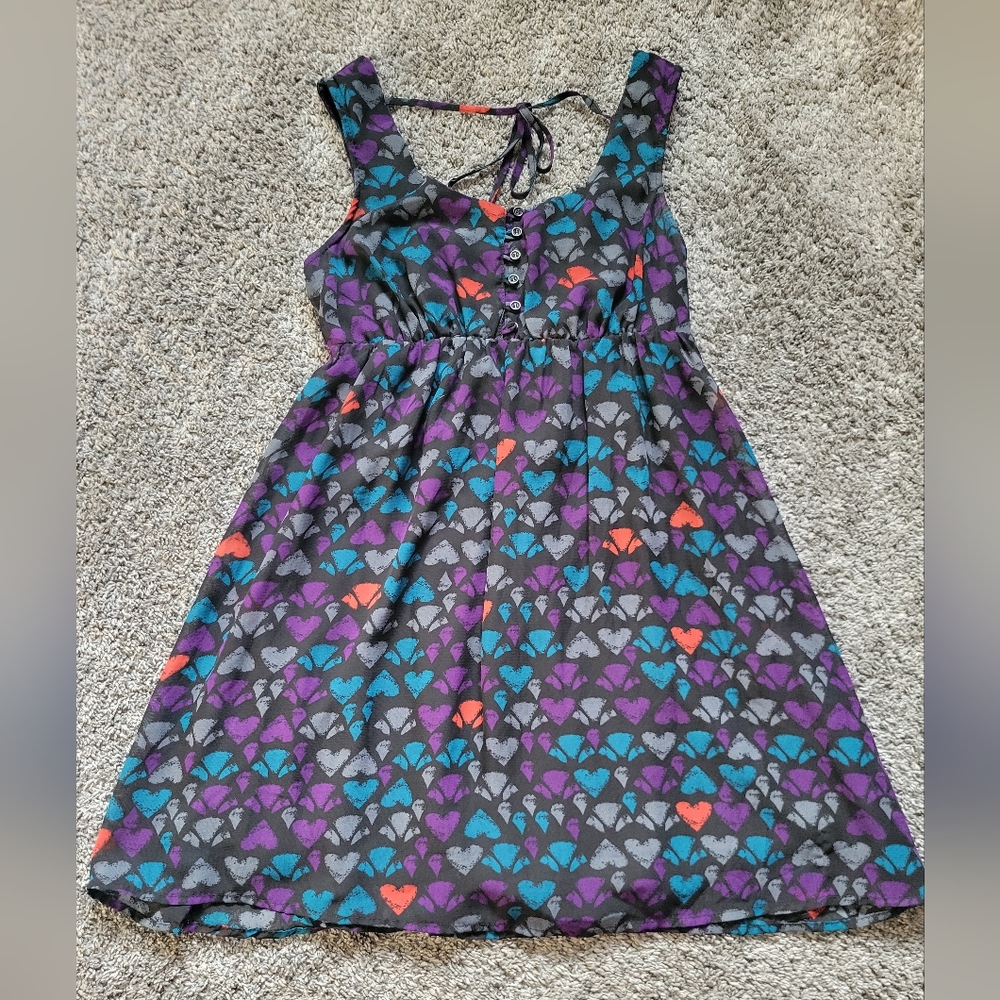 Colorful Heart Pattern Kids Dress Size Medium *NWOT*